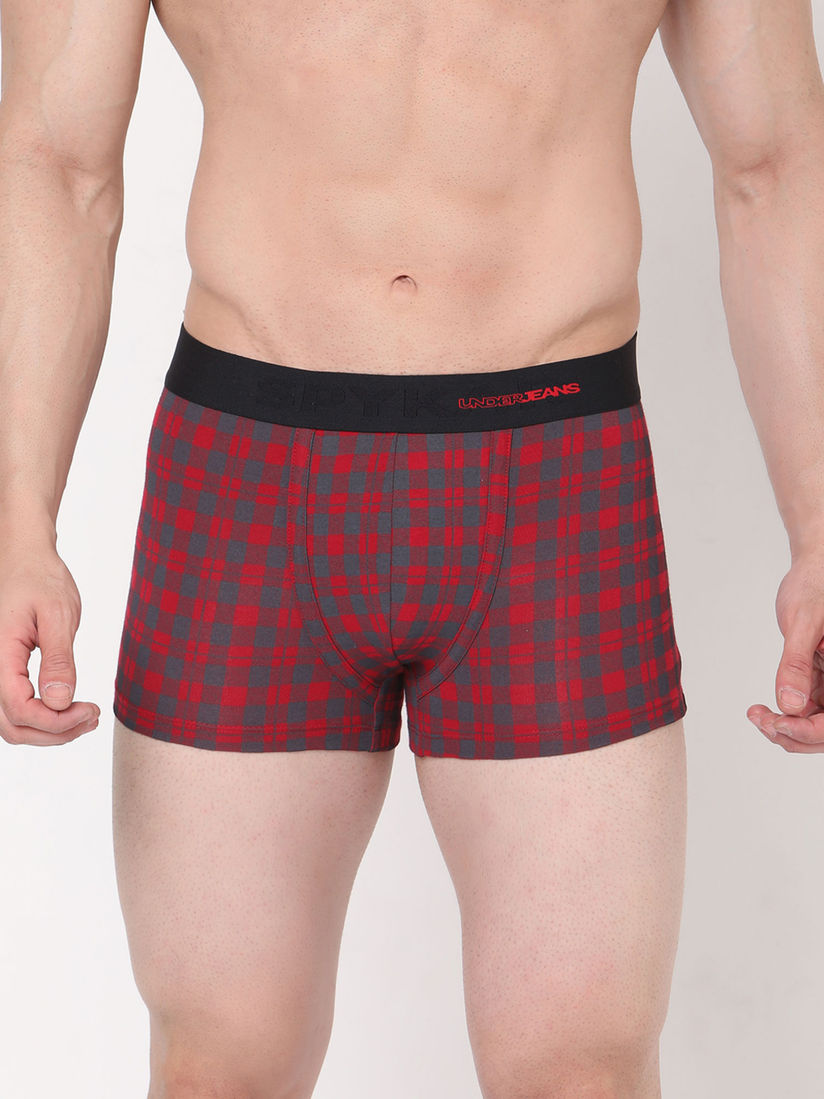Spykar Red Checks Cotton Trunks 