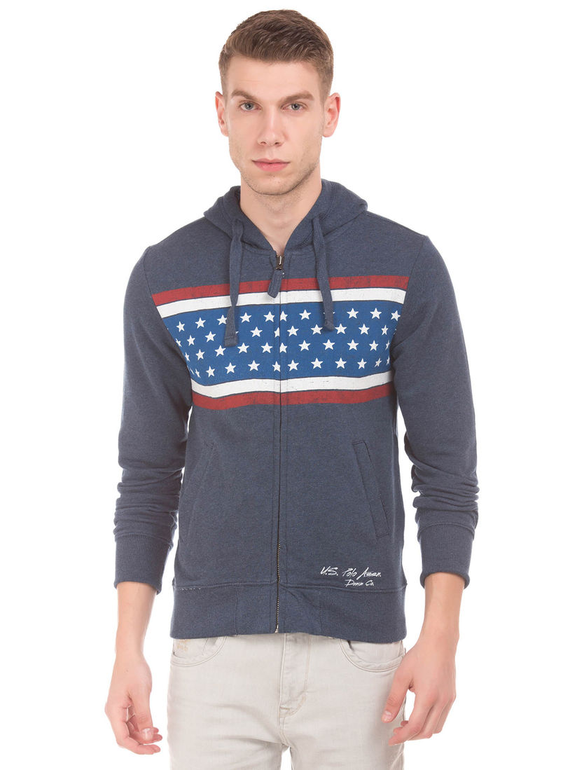 navy blue polo sweatshirt
