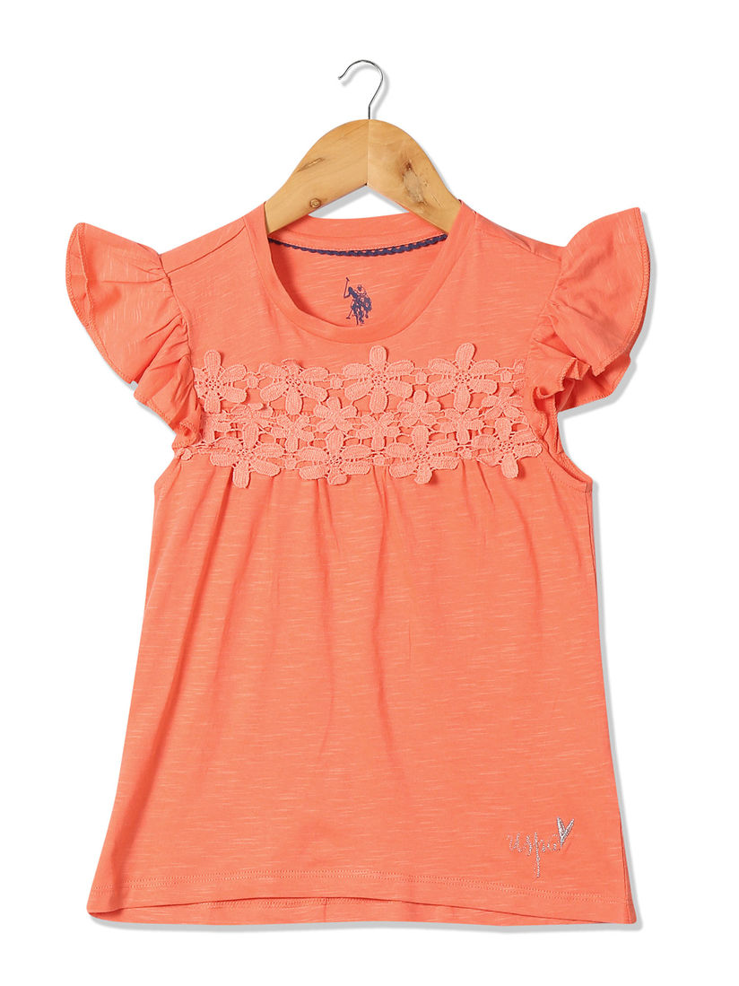 coral crochet top
