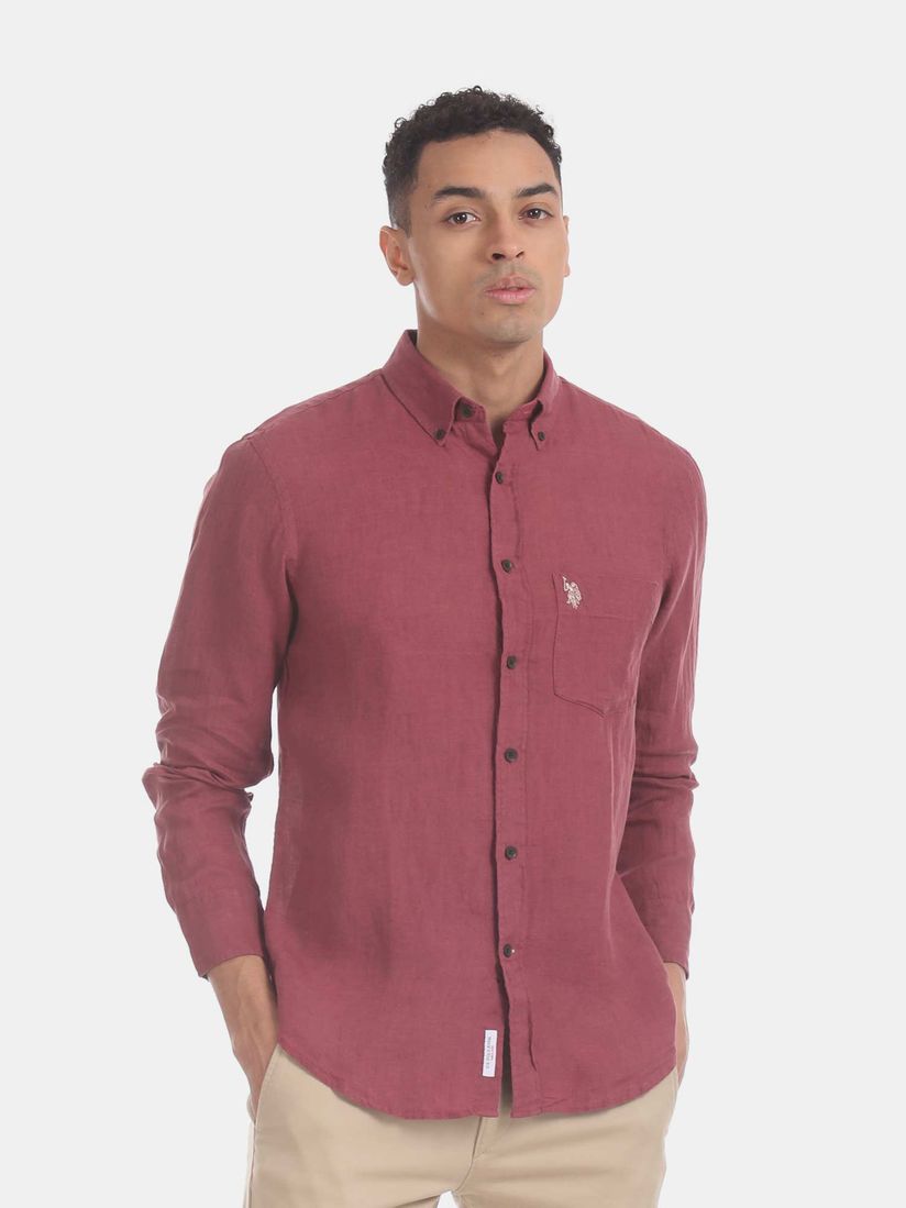 maroon polo button down