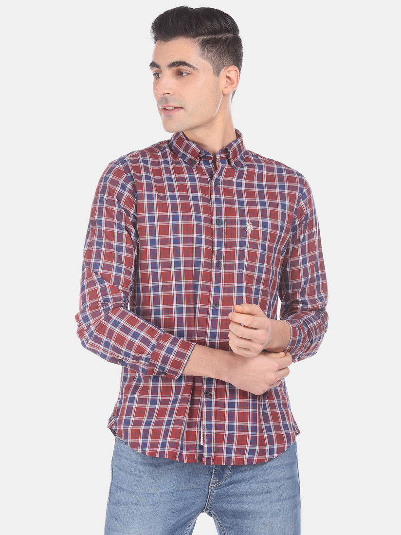 red polo button down