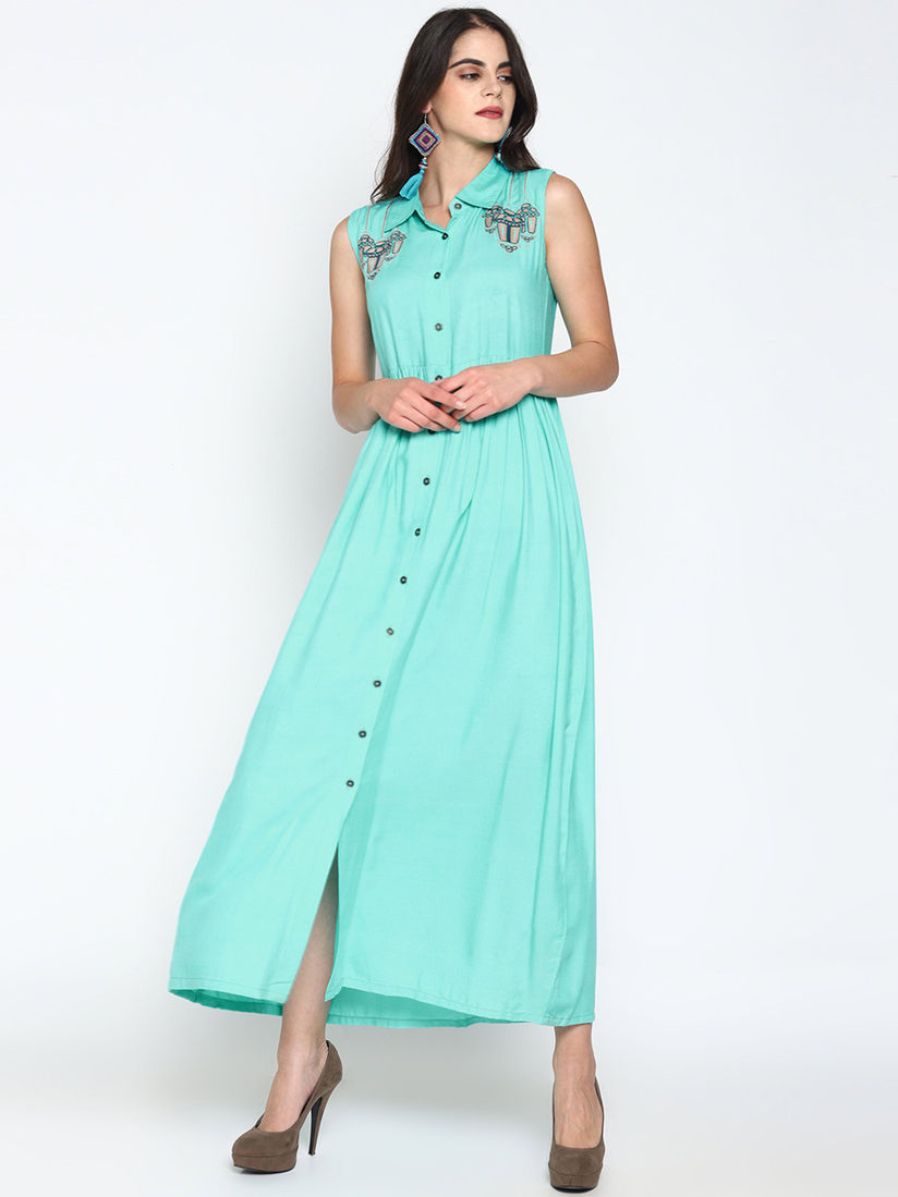 front open maxi dress