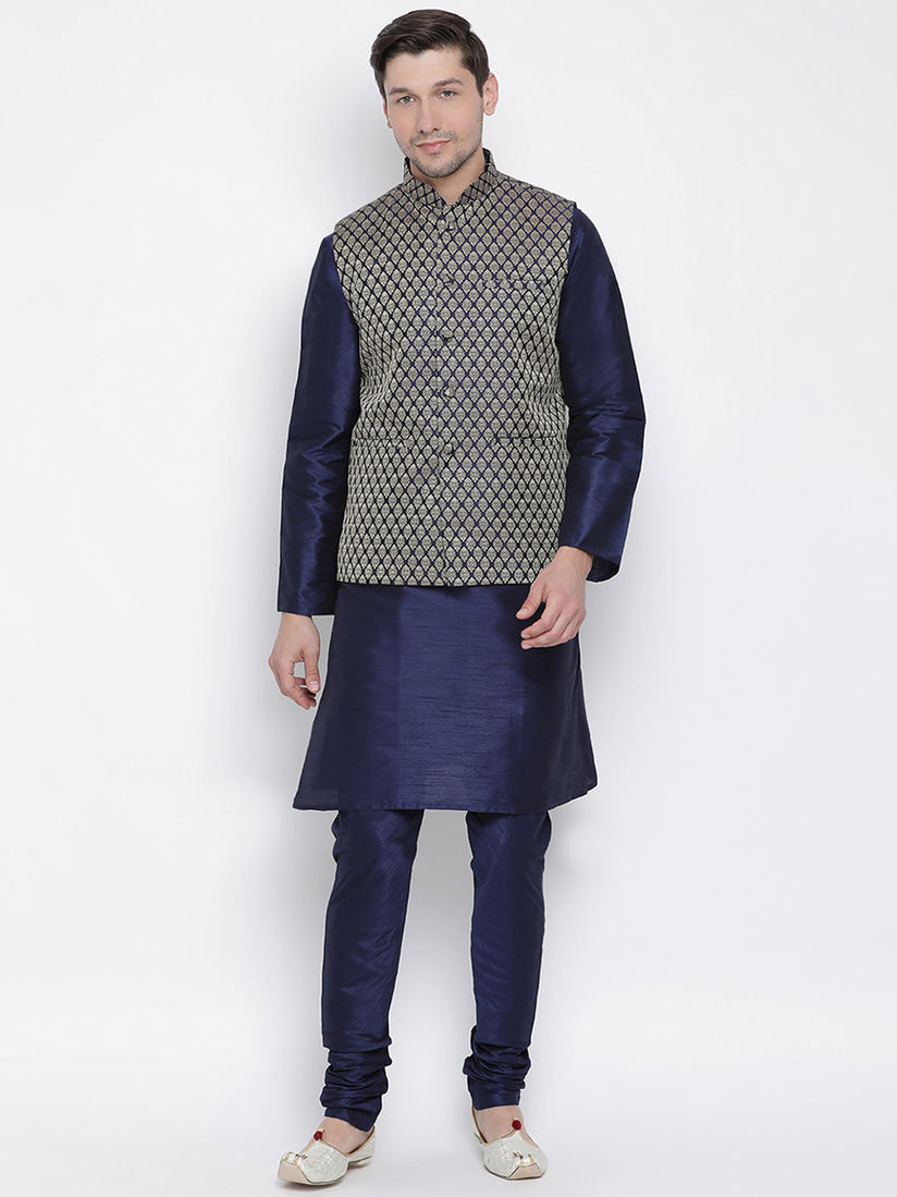 Vastramay Kurta Sets Buy Vastramay Navy Blue Silk Blend Kurta With Ethnic Jacket And Churidar Set Of 3 Online Nykaa Fashion Sale as low as ₹3,995. vastramay vastramay navy blue silk blend kurta with ethnic jacket and churidar set of 3