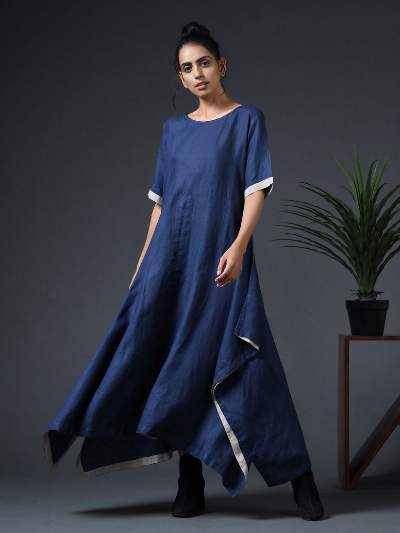 Navy blue handkerchief dress clearance