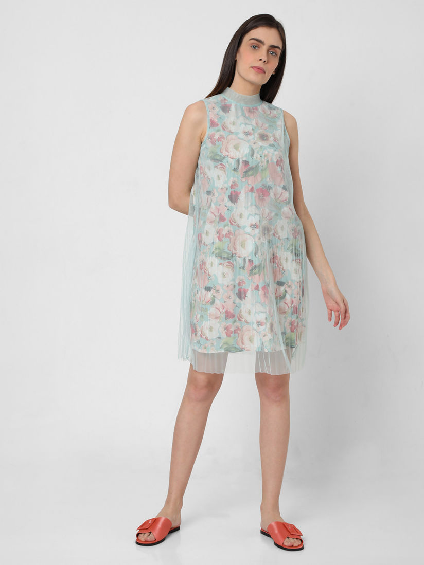 Green floral print dress clearance
