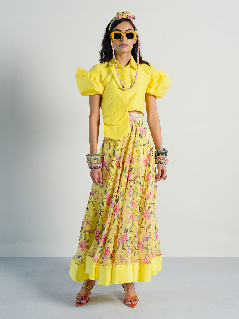 Yellow shirt with skirt clearance