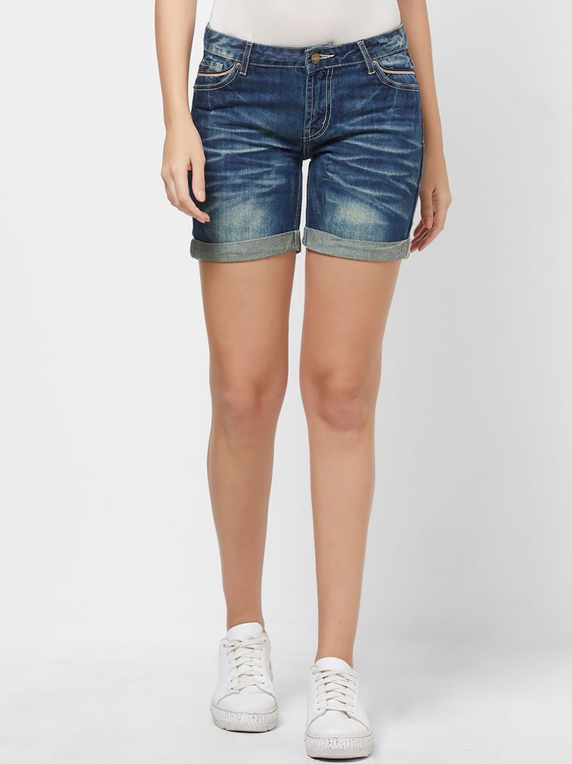 roll up denim shorts