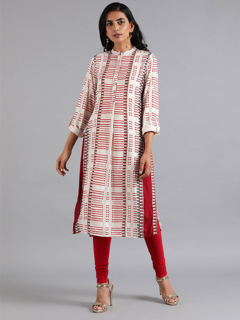 red and white kurtis