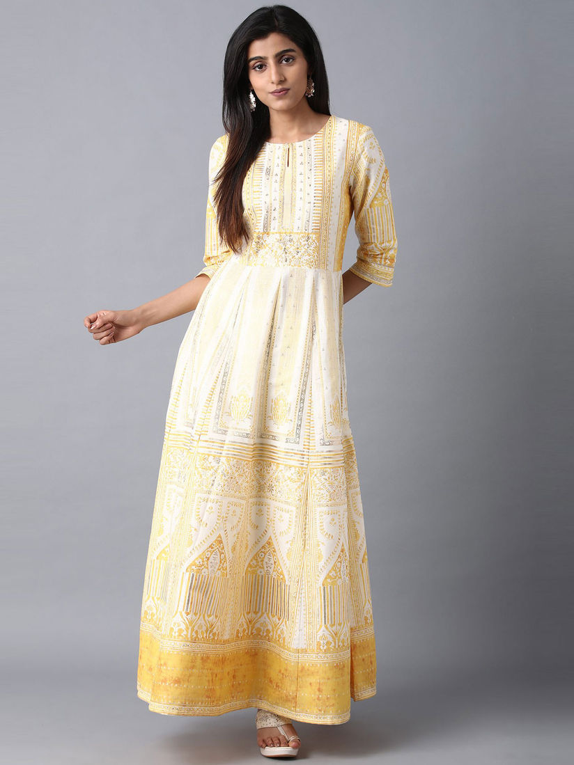 Buy W Yellow Printed Maxi Dress Online 
