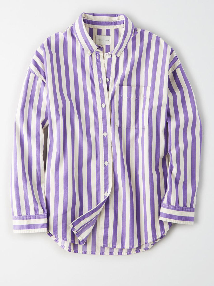 American Eagle Tops Buy American Eagle Purple Striped Shirt Online Nykaa Fashion