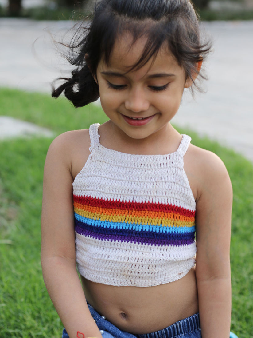 rainbow crochet crop top