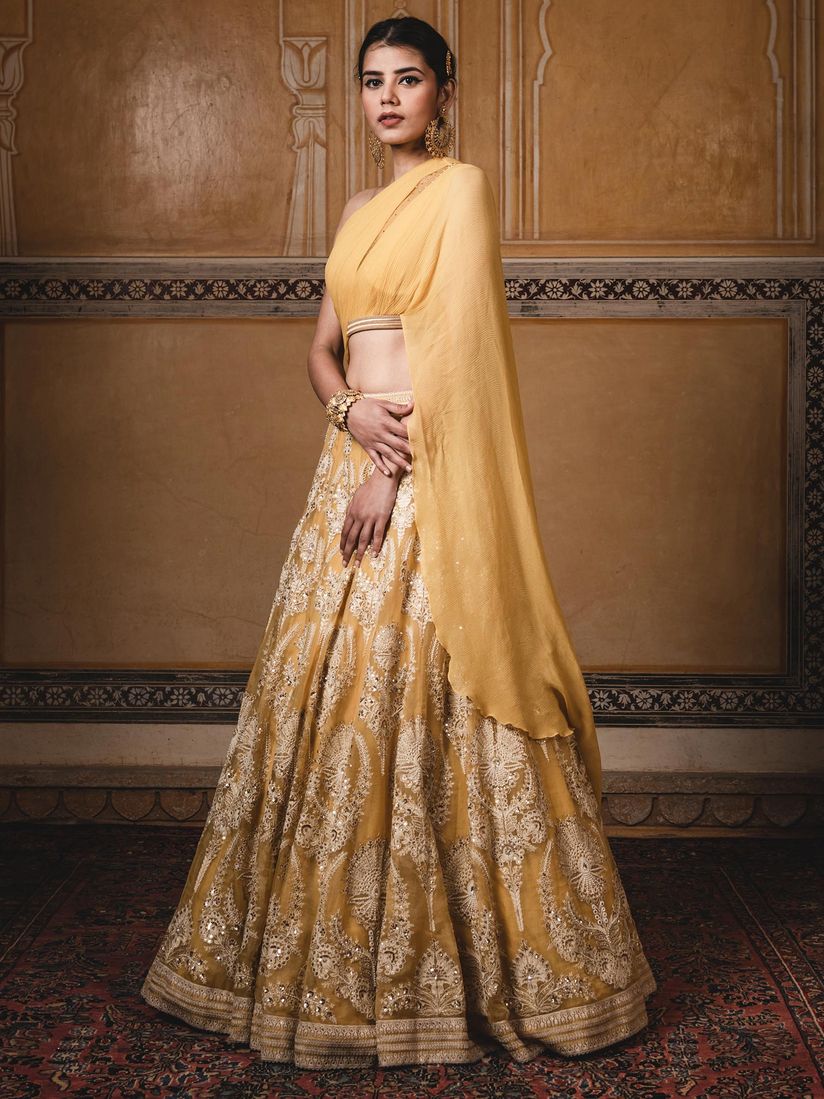 Tarun Tahiliani Lehengas Buy Tarun Tahiliani Yellow Kalidar Lehenga With Blouse Dupatta Set Of 3 Online Nykaa Fashion 7 designer collections on sale right now!