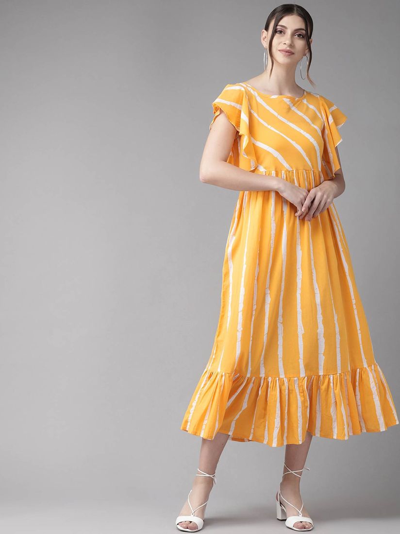 Yellow and white midi dress clearance
