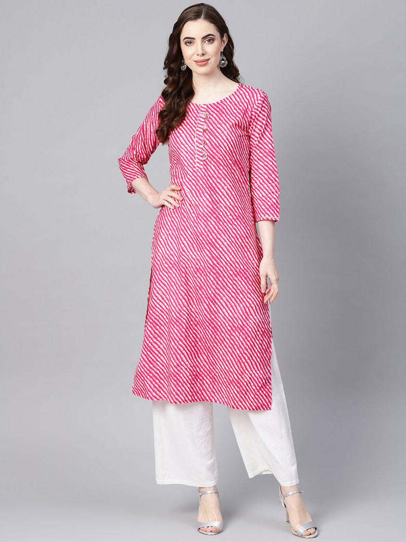 Yufta Kurtis Kurtas And Tunics Buy Yufta Pink Leheriya Dyed Straight Kurta Online Nykaa Fashion Nothing can give your ethnic wear a better contemporary twist than pocket detailing. yufta pink leheriya dyed straight kurta