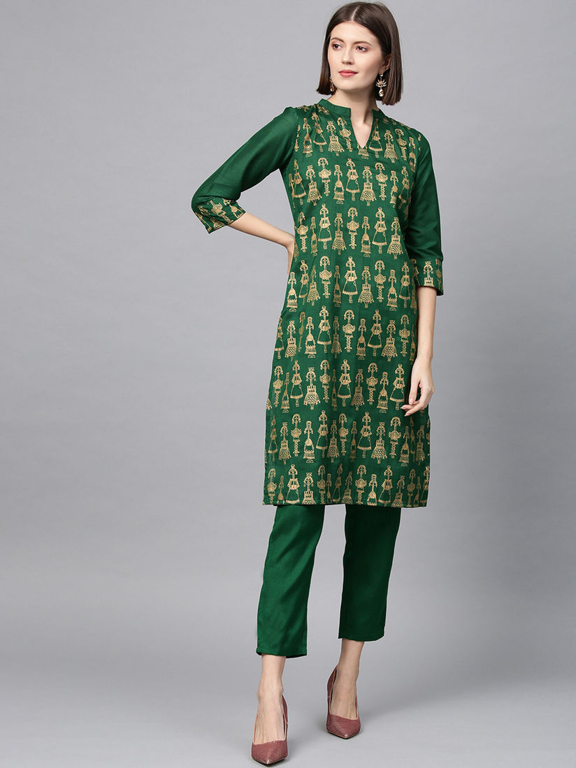 Green kurta pant set Clearance