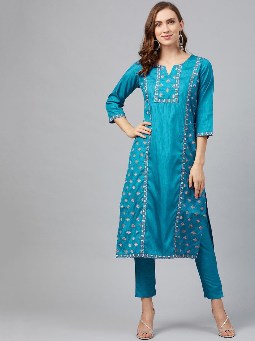 silk straight kurta
