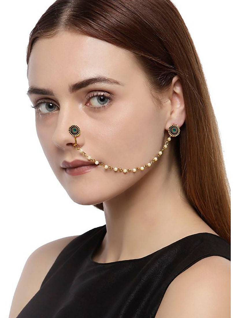 Zaveri Pearls Nose Rings Buy Zaveri Pearls Combo Of 3 Antique