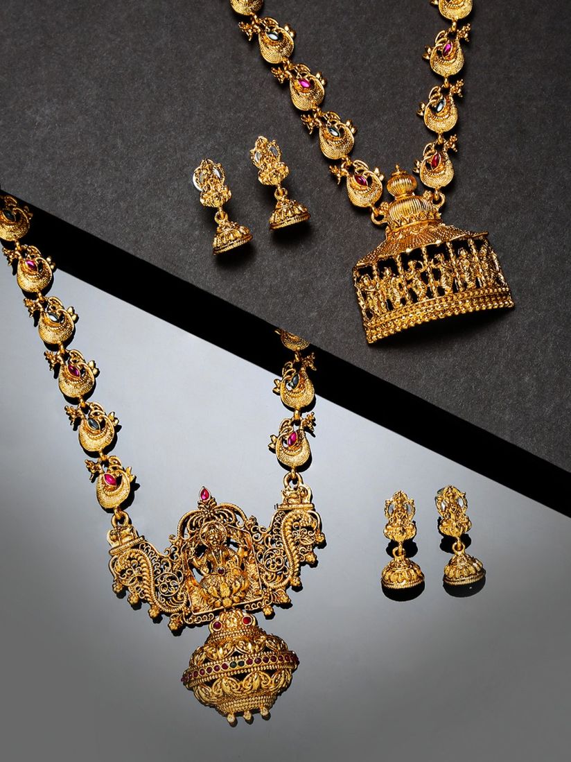 Zaveri Pearls Jewellery Sets Buy Zaveri Pearls Combo Of 2 Adorable Temple Necklace Set Online Nykaa Fashion It is high time you start your shopping. zaveri pearls combo of 2 adorable temple necklace set